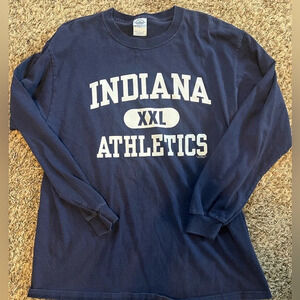 vintage indiana athletics navy long sleeve size large tee shirt